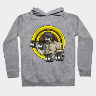 Bodybuilder Man with Dumbbells Hoodie